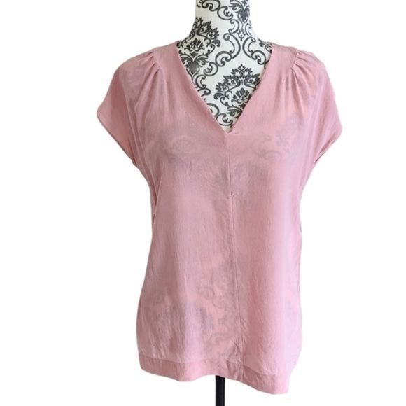 Escada Silk Flutter Sleeve Top Sheer Pink size 8 - Picture 2 of 11